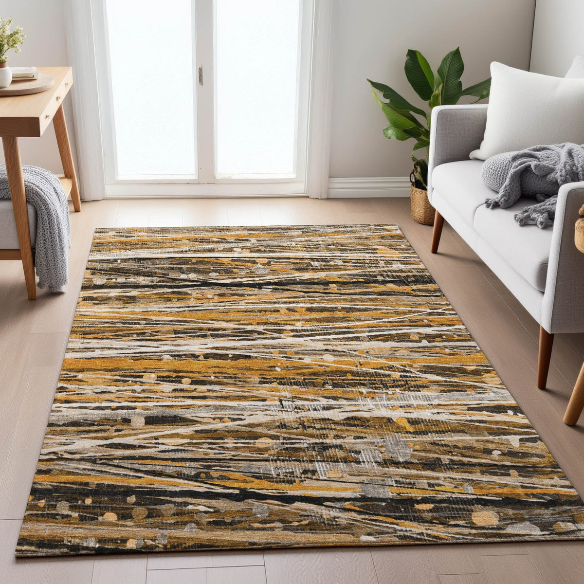 Addison Chantille ACN2126 Stripes Machine Made Transitional Copper Rug