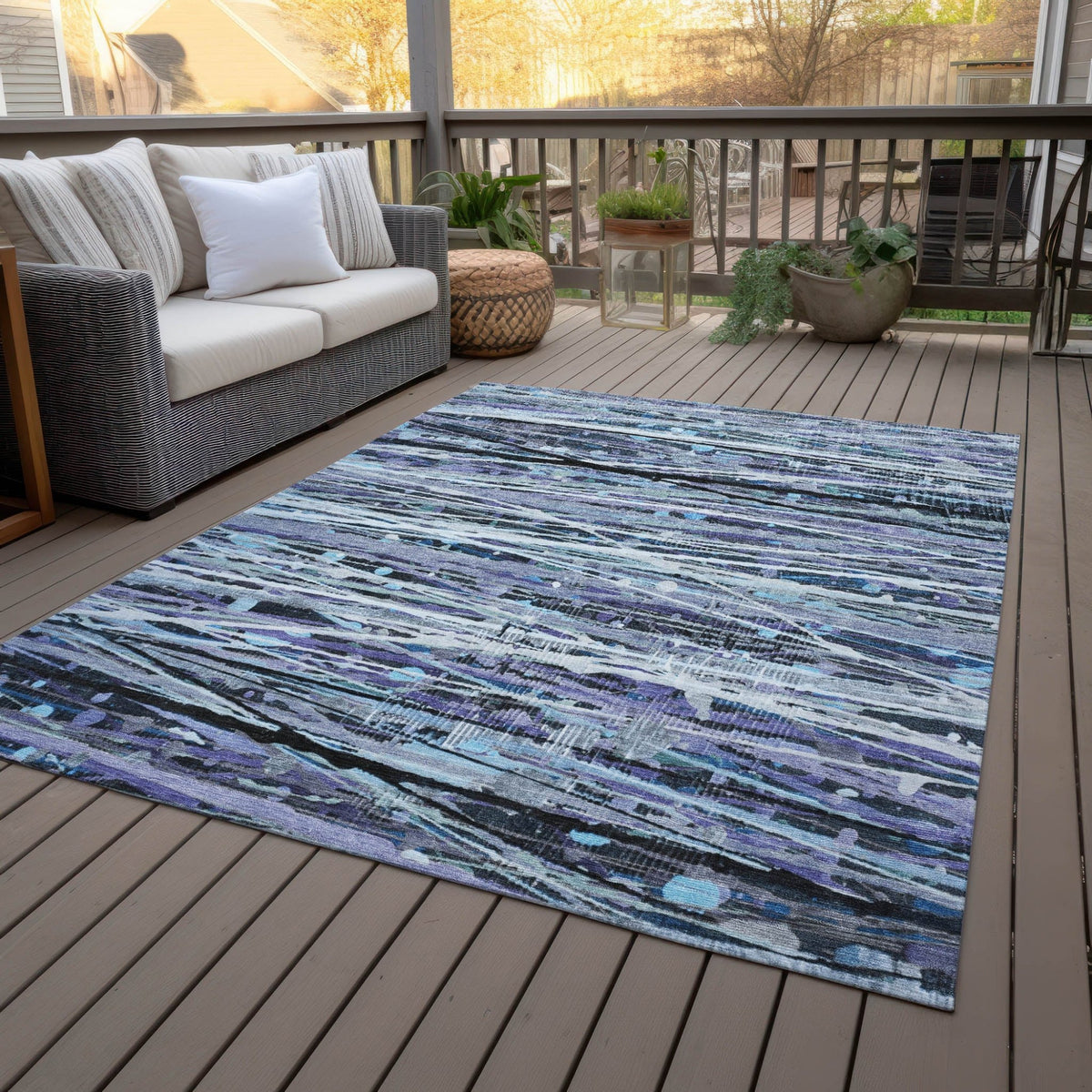 Addison Chantille ACN2126 Stripes Machine Made Transitional Purple Rug