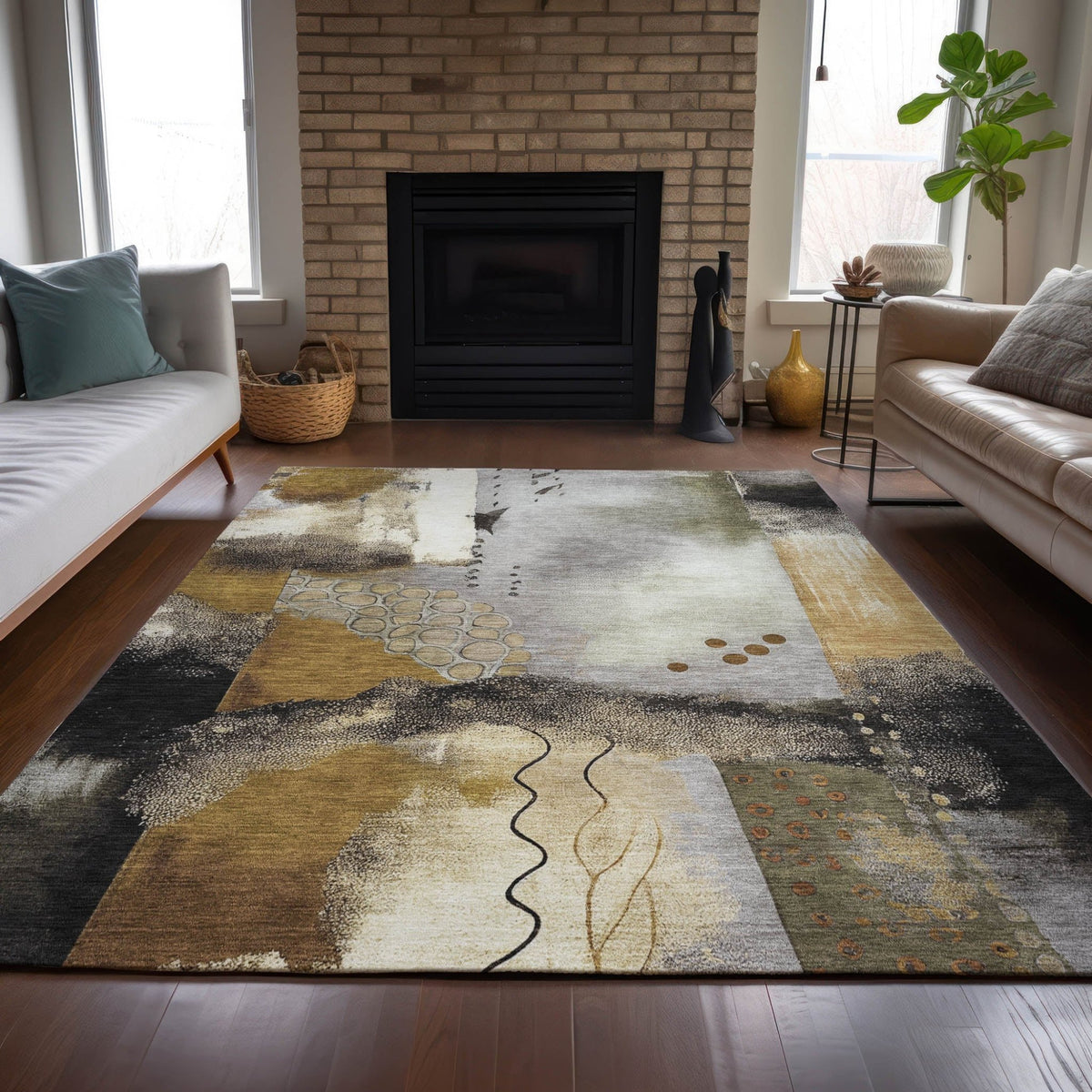 Addison Chantille ACN2127 Modern Machine Made Transitional Chocolate Rug