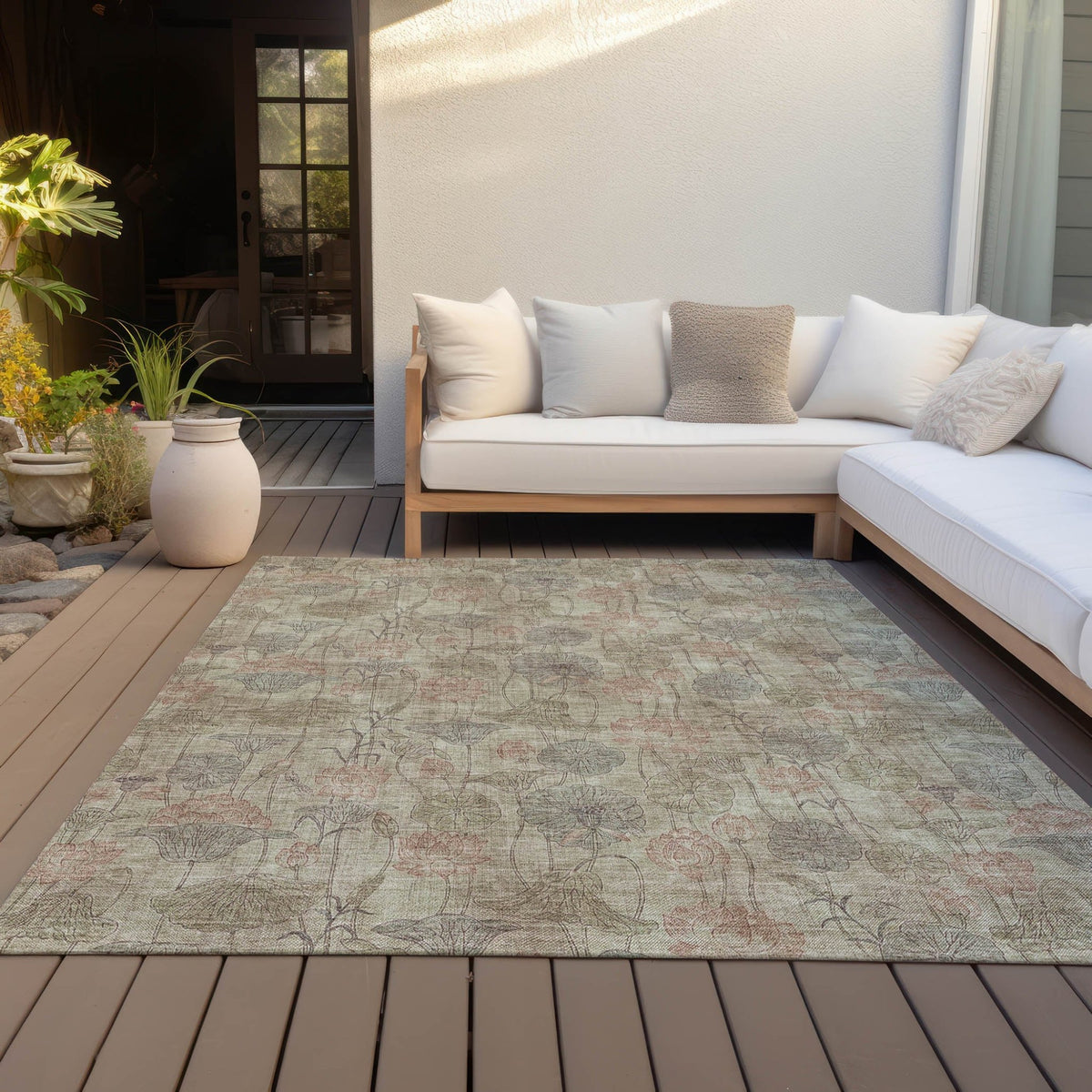 Addison Chantille ACN2128 Floral Machine Made Transitional Brown Rug