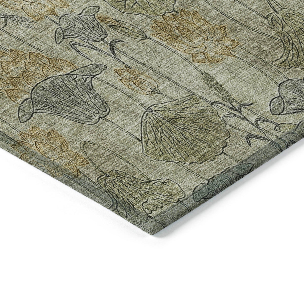 Addison Chantille ACN2128 Floral Machine Made Transitional Khaki Rug
