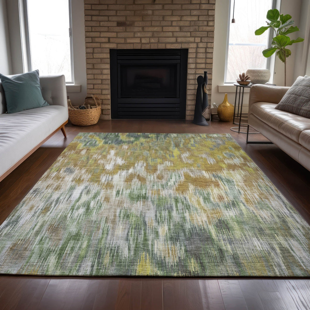 Addison Chantille ACN2129 Abstract Machine Made Transitional Brown Rug