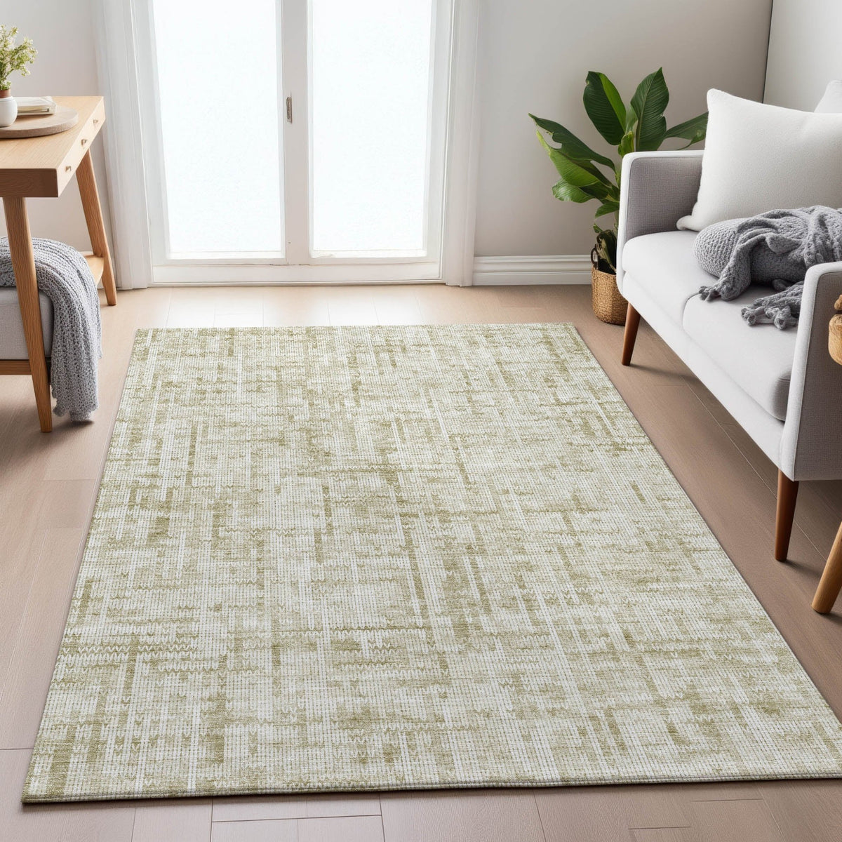 Addison Chantille ACN2130 Stripes Machine Made Transitional Beige Rug