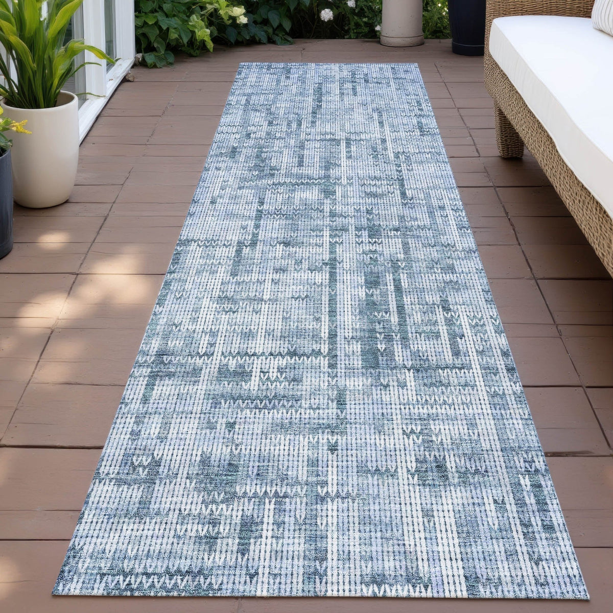Addison Chantille ACN2130 Stripes Machine Made Transitional Blue Rug