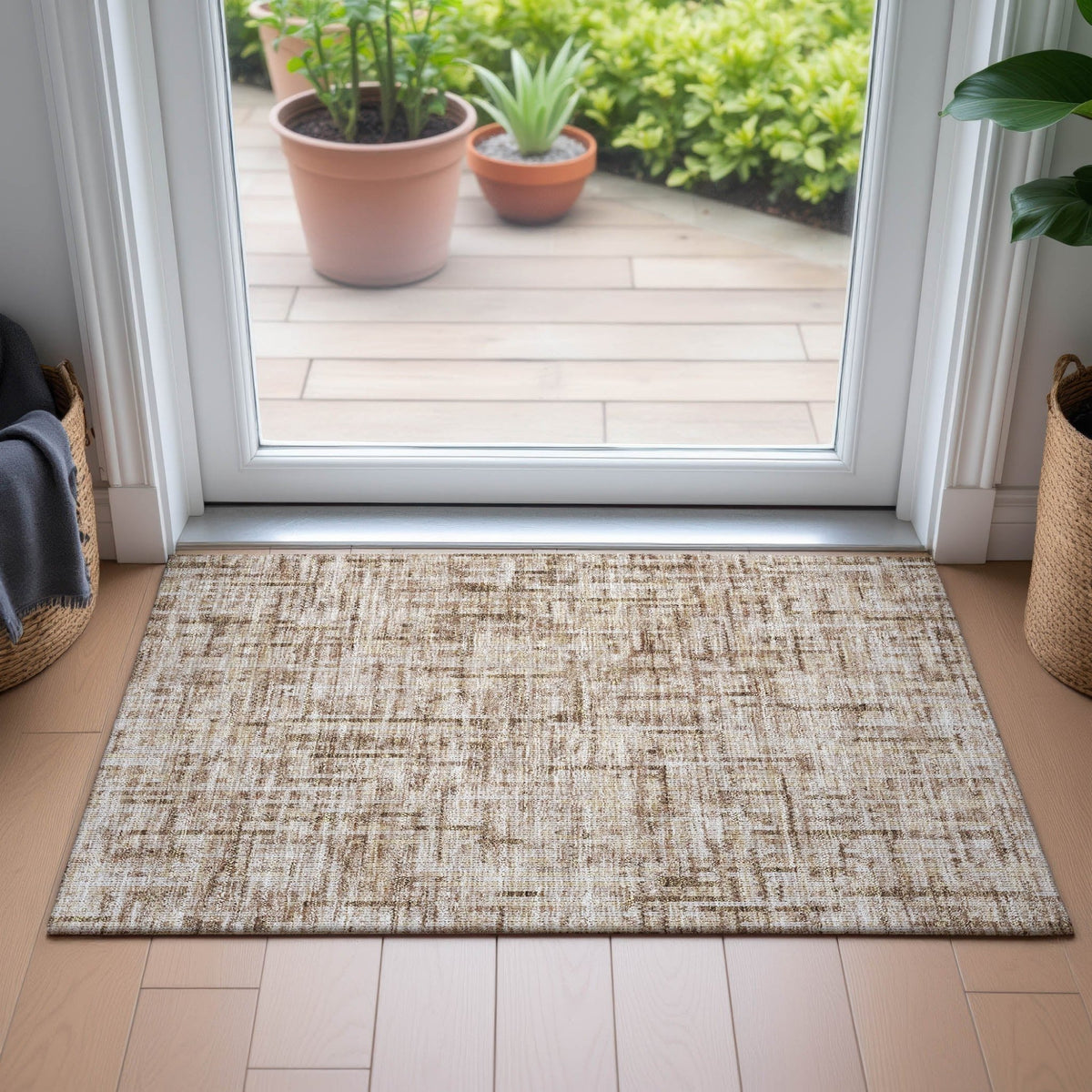 Addison Chantille ACN2130 Stripes Machine Made Transitional Brown Rug