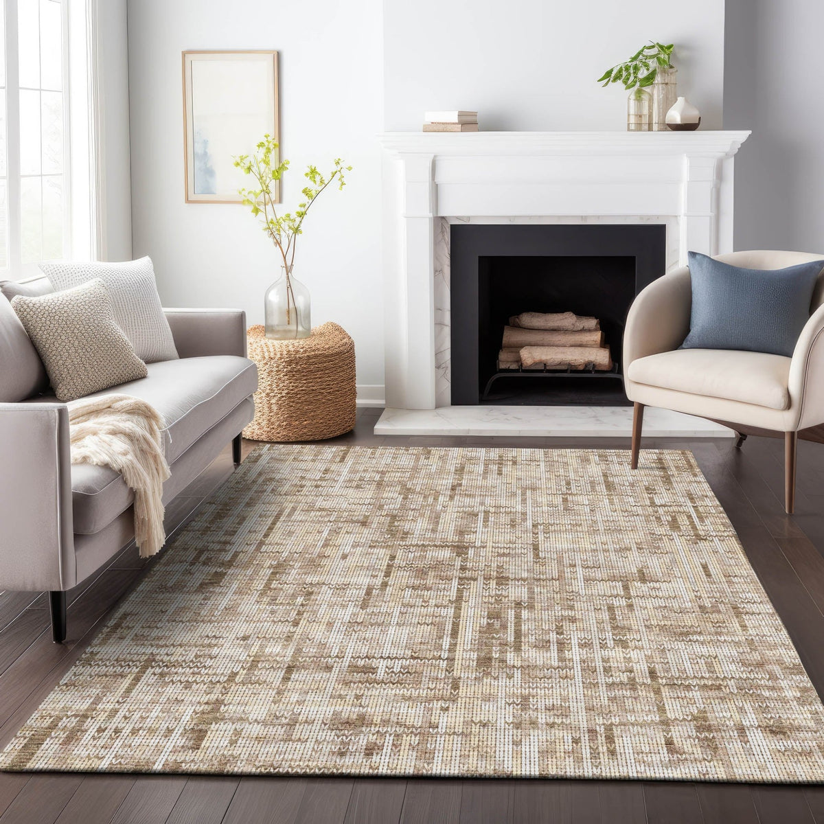 Addison Chantille ACN2130 Stripes Machine Made Transitional Brown Rug