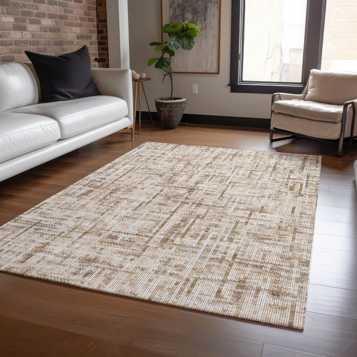 Addison Chantille ACN2130 Stripes Machine Made Transitional Brown Rug