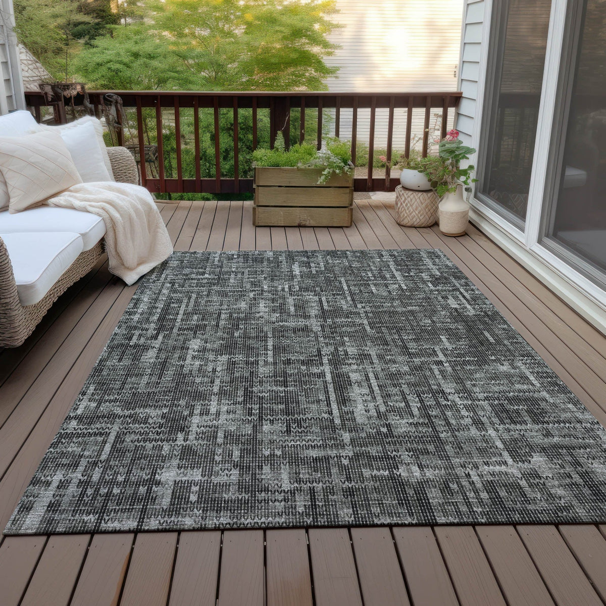 Addison Chantille ACN2130 Stripes Machine Made Transitional Charcoal Rug
