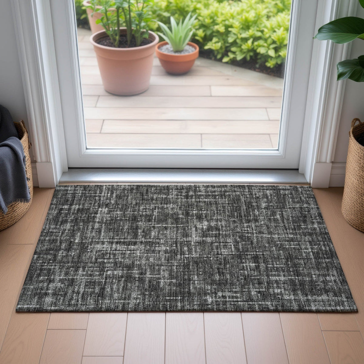 Addison Chantille ACN2130 Stripes Machine Made Transitional Charcoal Rug