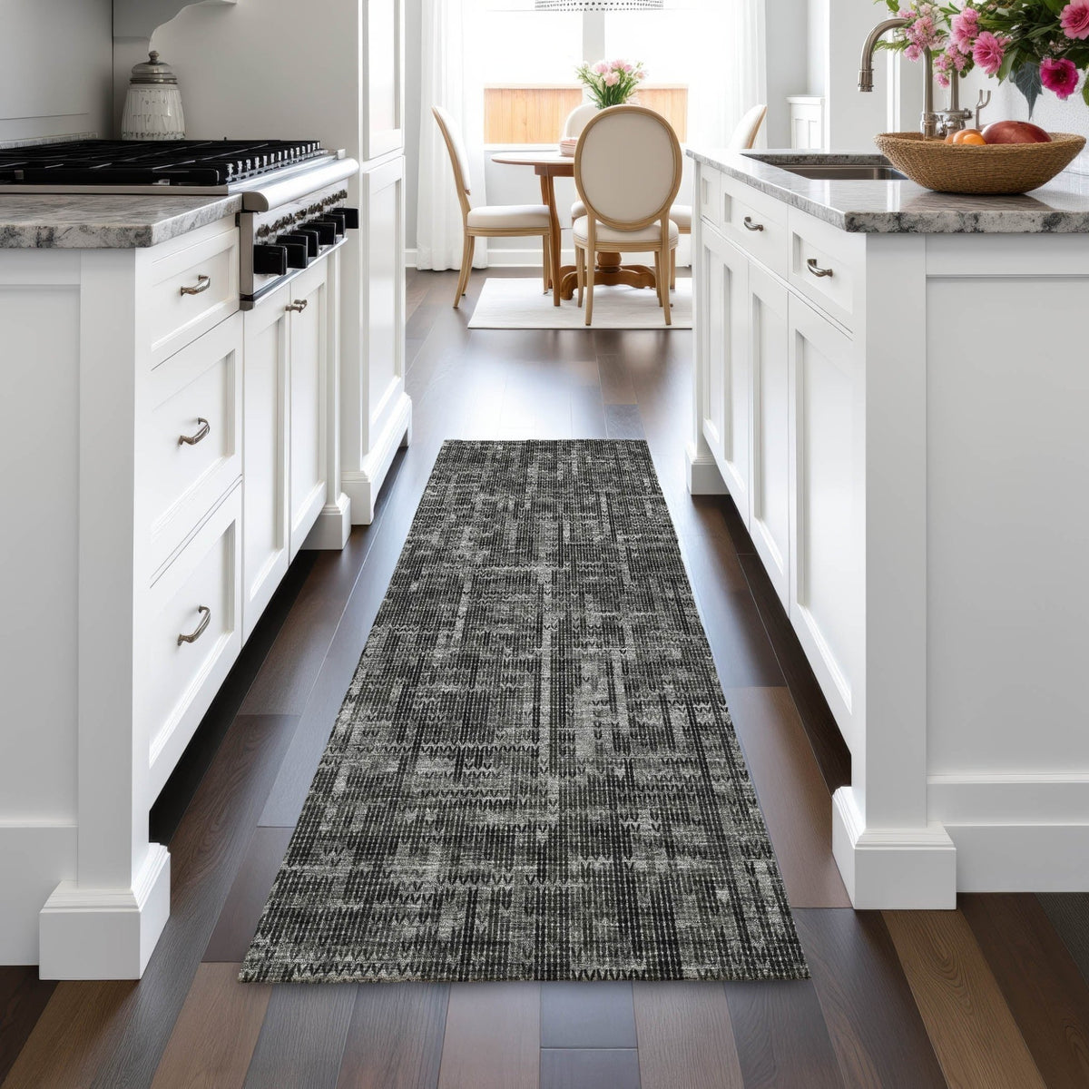 Addison Chantille ACN2130 Stripes Machine Made Transitional Charcoal Rug