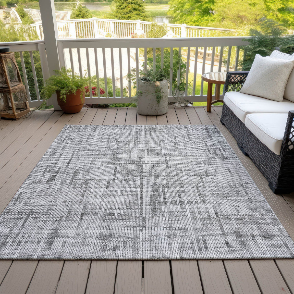 Addison Chantille ACN2130 Stripes Machine Made Transitional Gray Rug