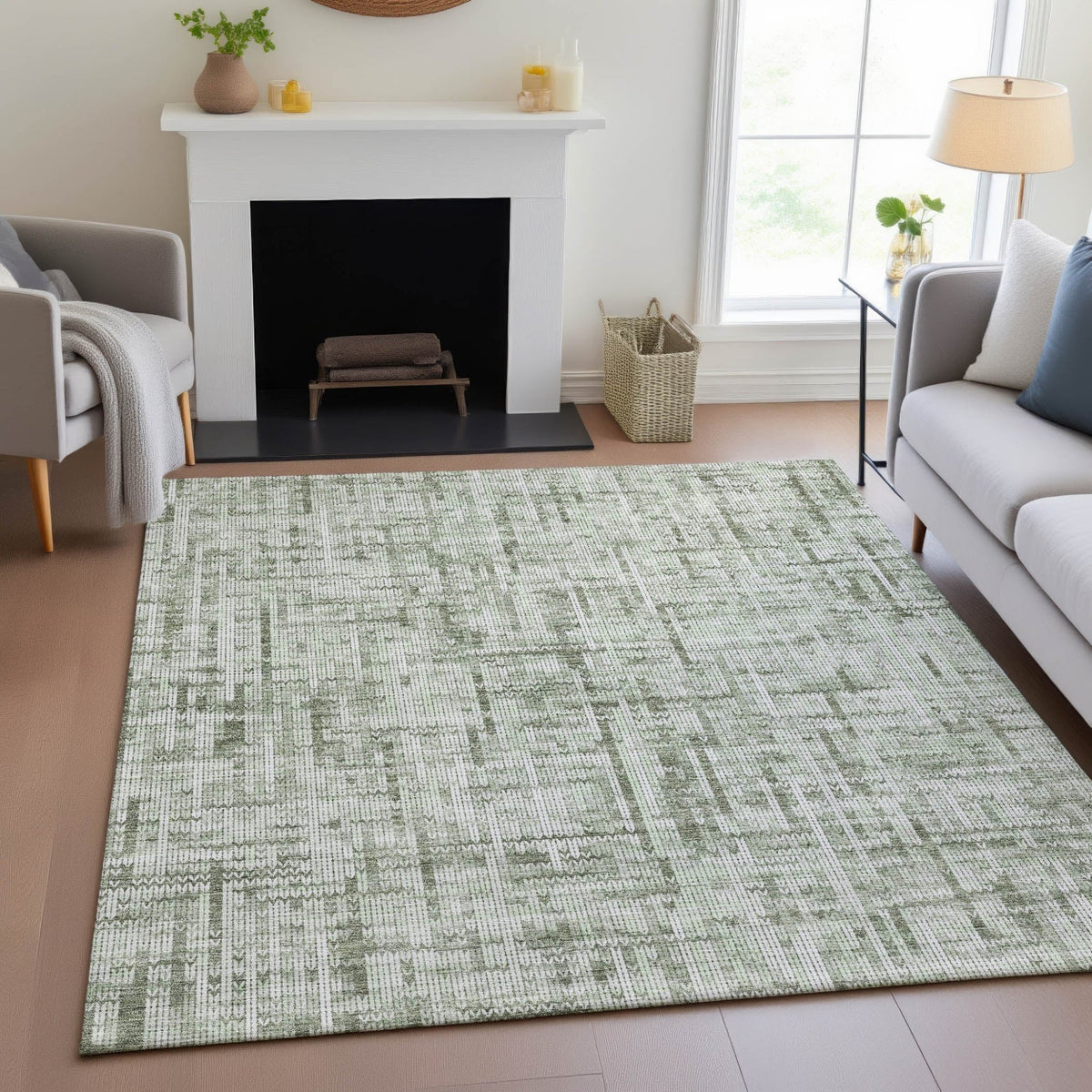 Addison Chantille ACN2130 Stripes Machine Made Transitional Green Rug