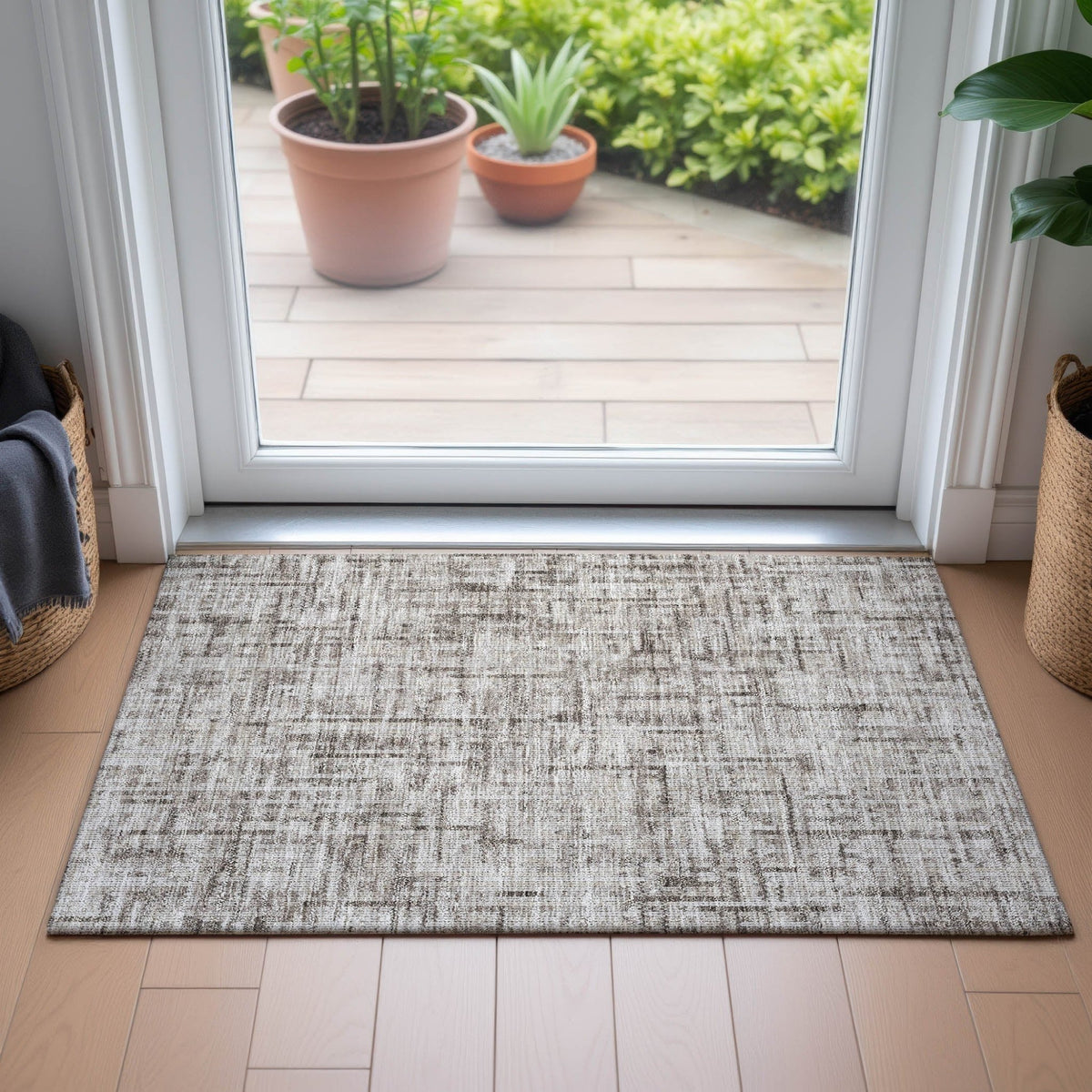 Addison Chantille ACN2130 Stripes Machine Made Transitional Taupe Rug