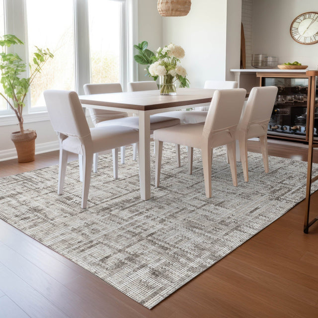 Addison Chantille ACN2130 Stripes Machine Made Transitional Taupe Rug