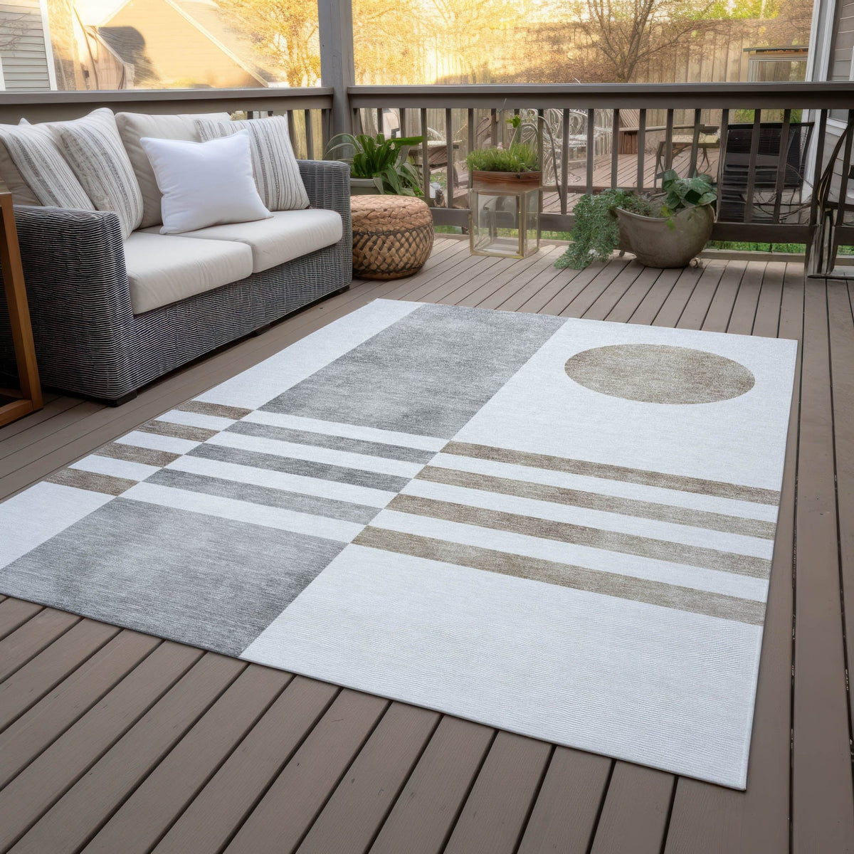 Addison Chantille ACN2131 Geometric Machine Made Transitional Ivory Rug