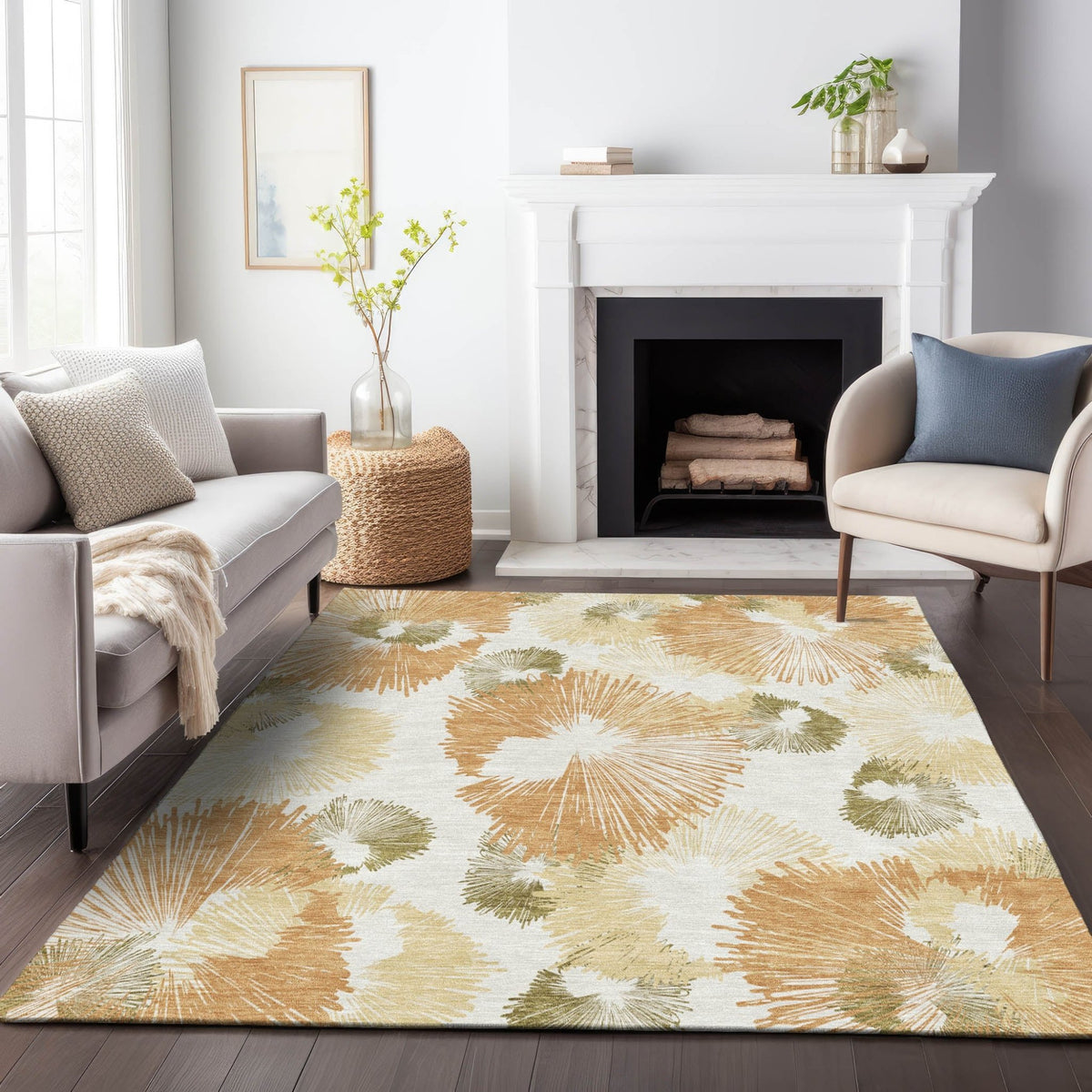 Addison Chantille ACN2132 Floral Machine Made Transitional Coral Rug