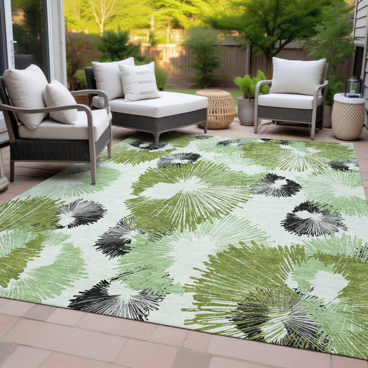 Addison Chantille ACN2132 Floral Machine Made Transitional Olive Rug