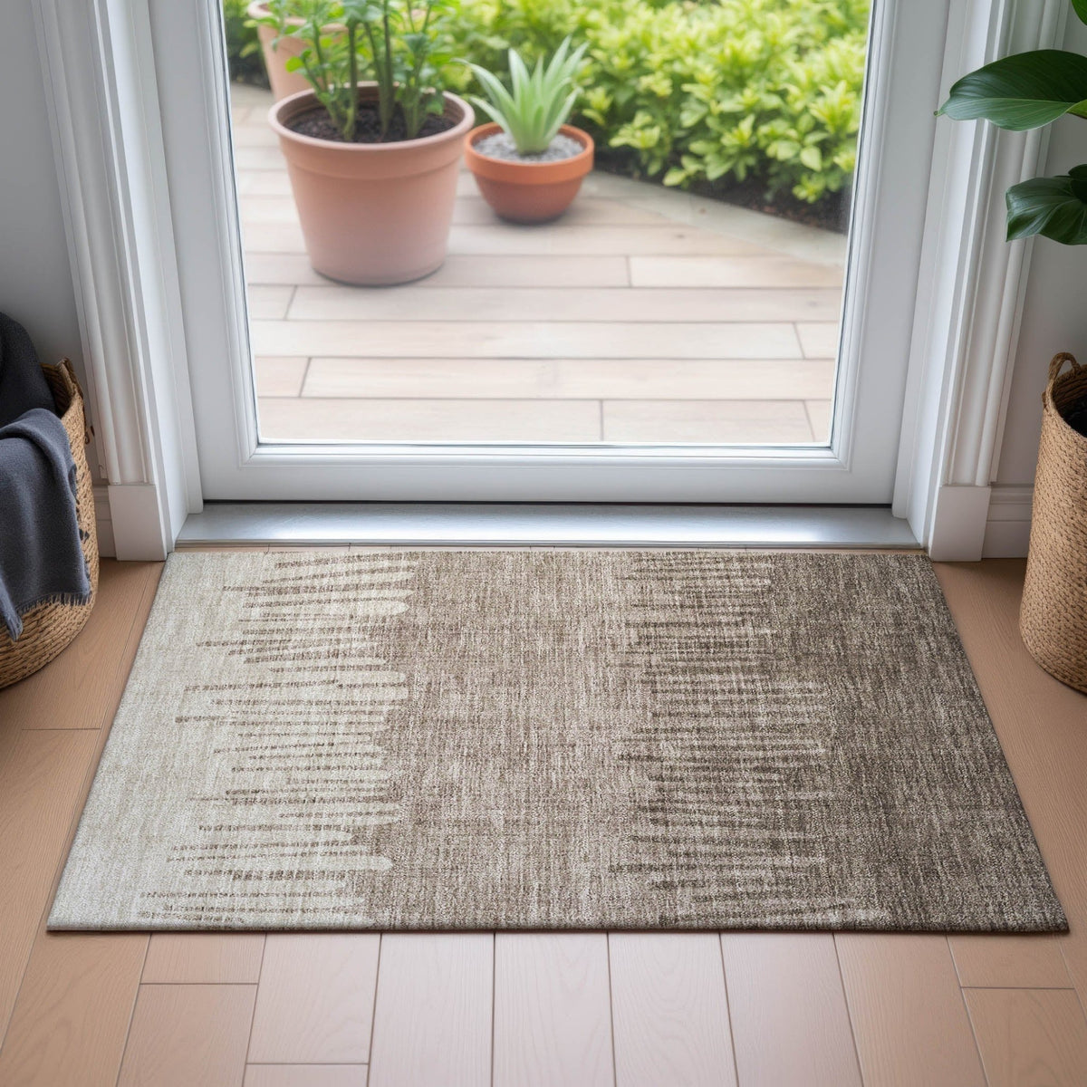 Addison Chantille ACN2135 Stripes Machine Made Transitional Brown Rug