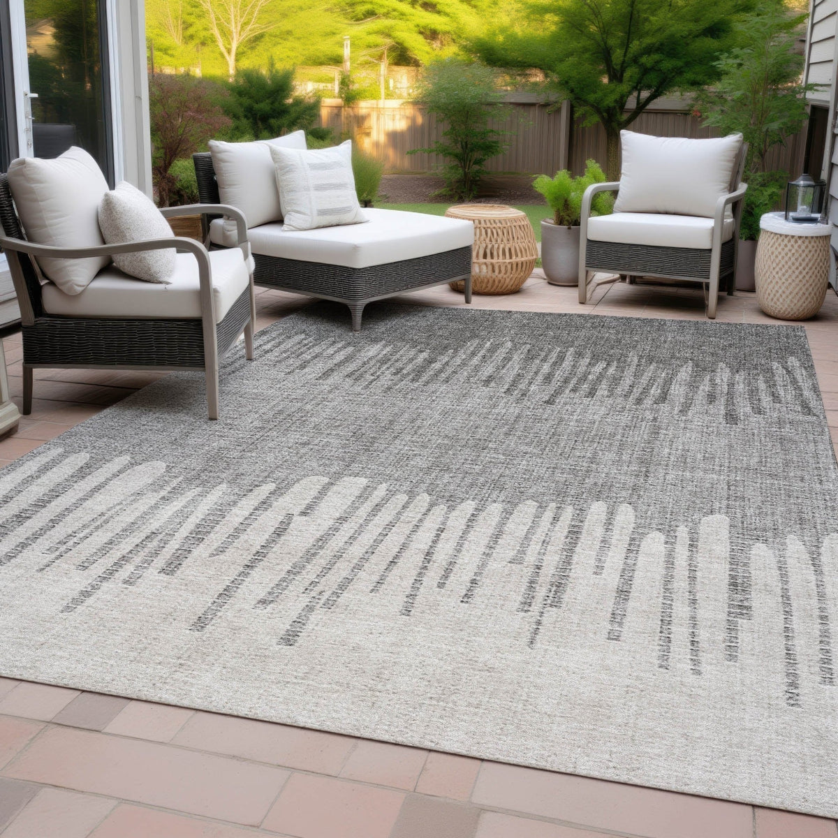Addison Chantille ACN2135 Stripes Machine Made Transitional Gray Rug