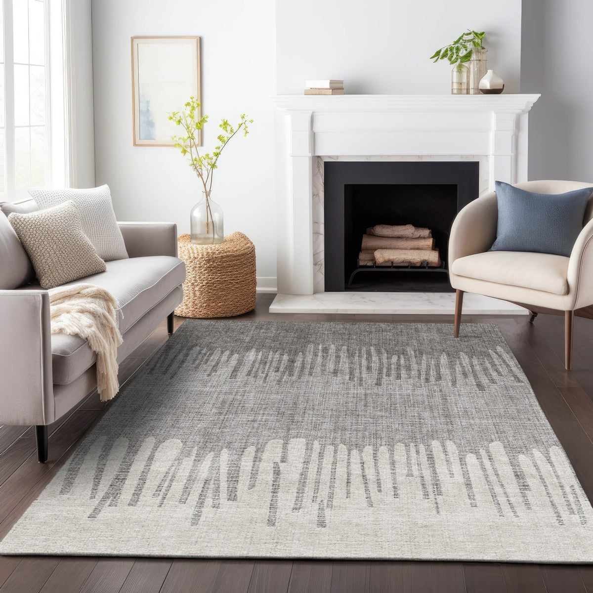 Addison Chantille ACN2135 Stripes Machine Made Transitional Gray Rug