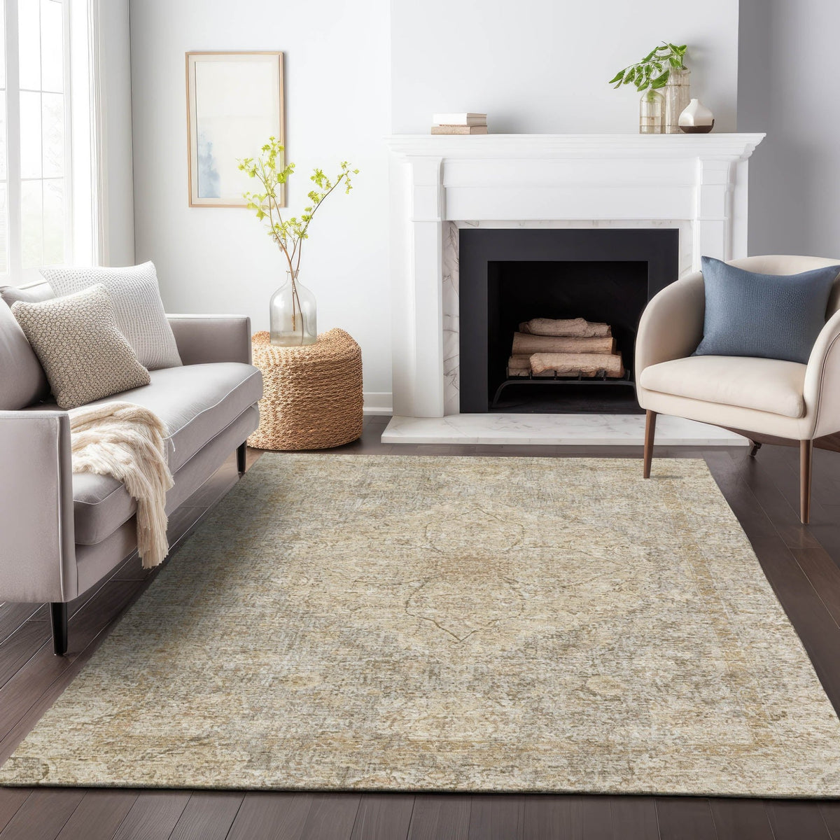 Addison Chantille ACN2136 Global Machine Made Traditional Beige Rug