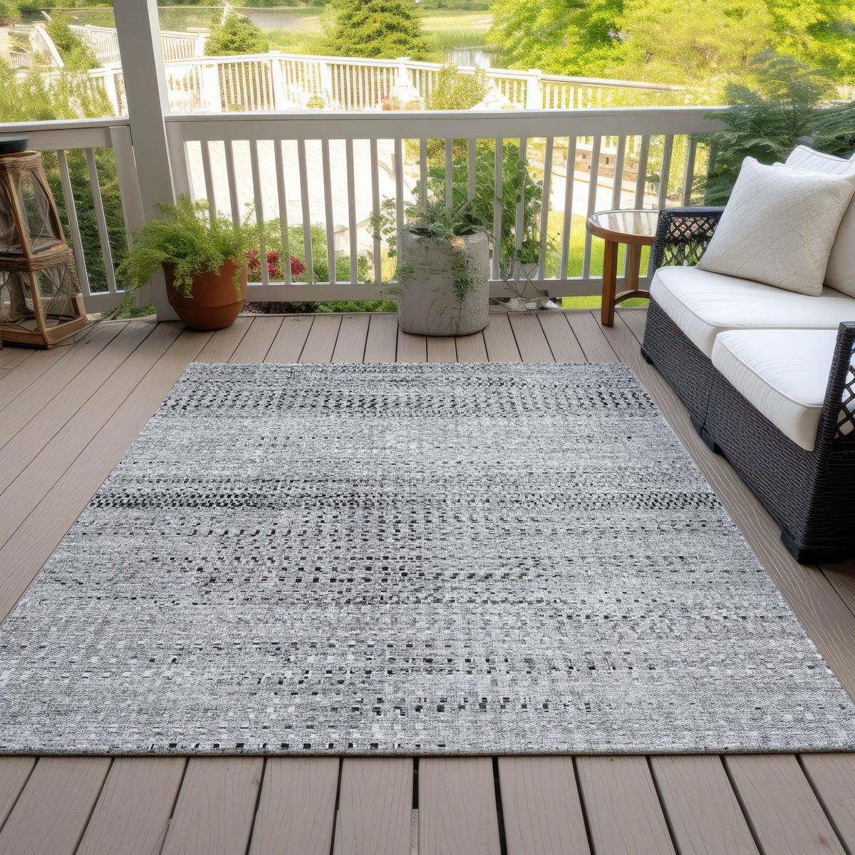 Addison Chantille ACN2137 Stripes Machine Made Transitional Gray Rug