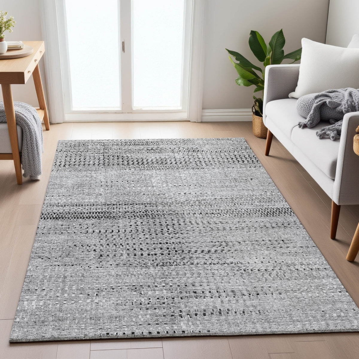 Addison Chantille ACN2137 Stripes Machine Made Transitional Gray Rug