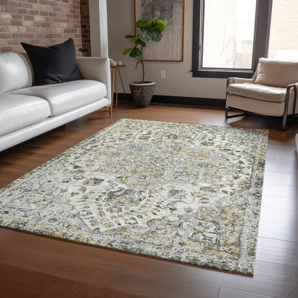 Addison Chantille ACN2138 Global Machine Made Traditional Beige Rug