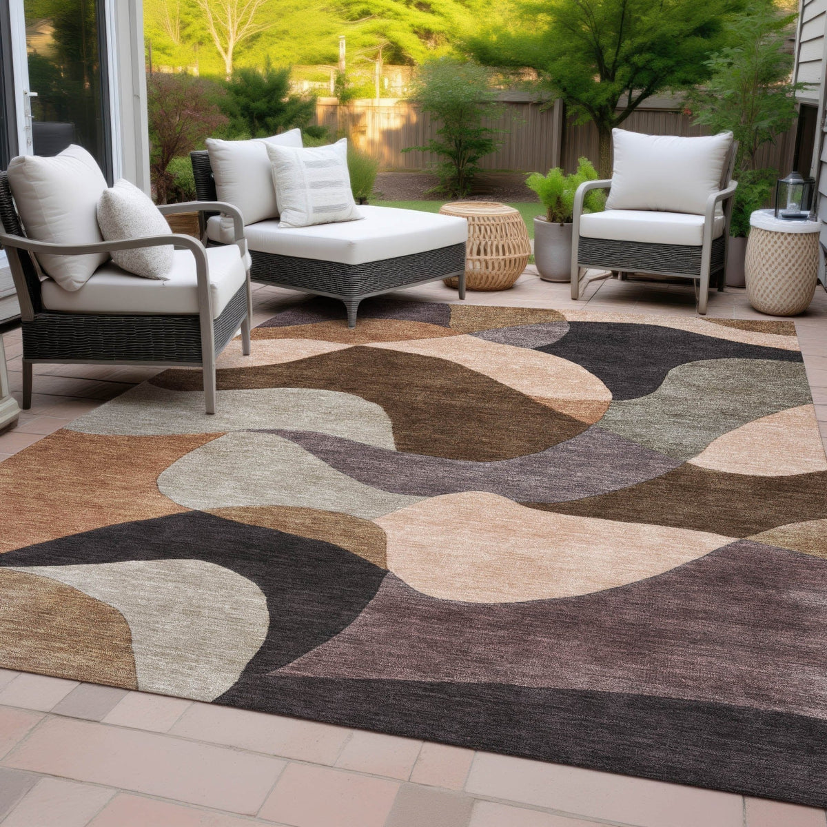 Addison Chantille ACN2141 Abstract Machine Made Transitional Chocolate Rug