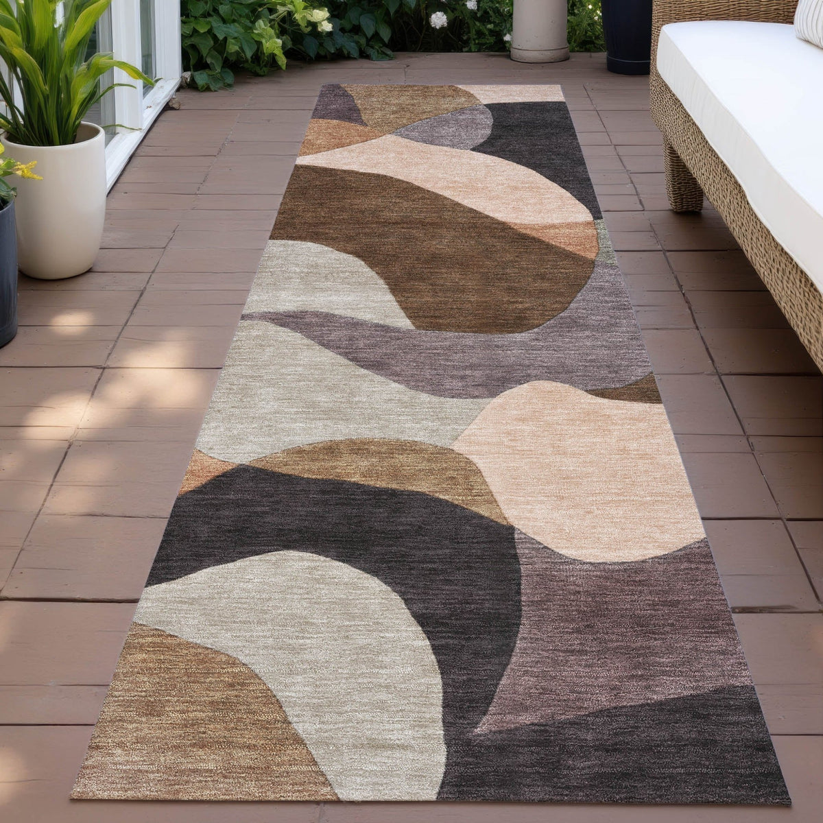 Addison Chantille ACN2141 Abstract Machine Made Transitional Chocolate Rug