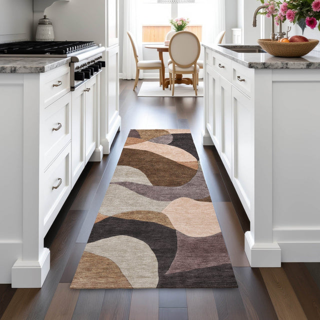 Addison Chantille ACN2141 Abstract Machine Made Transitional Chocolate Rug