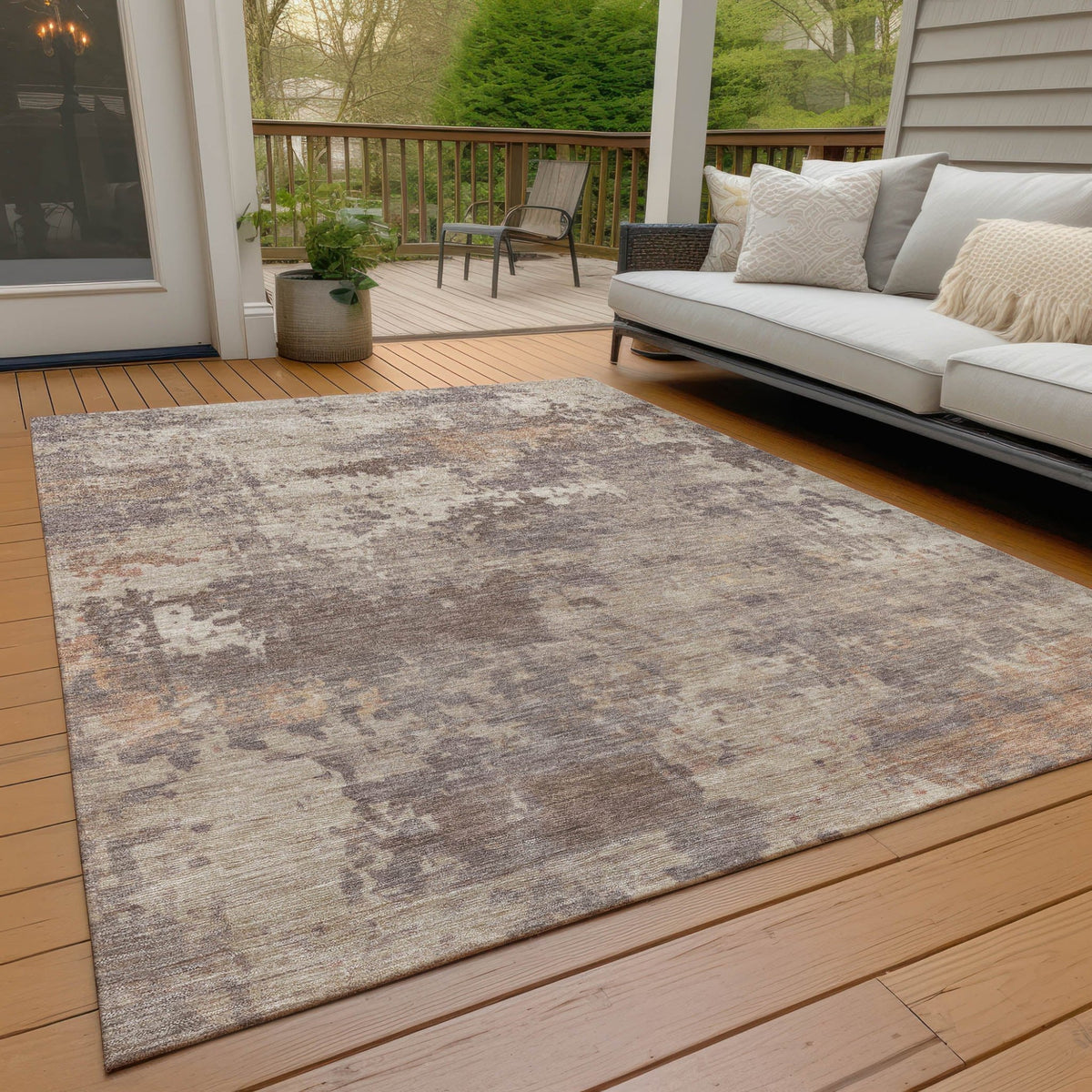 Addison Chantille ACN2143 Abstract Machine Made Transitional Brown Rug