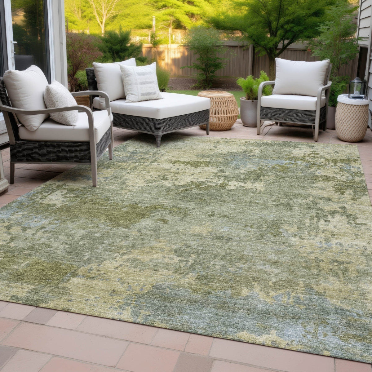 Addison Chantille ACN2143 Abstract Machine Made Transitional Green Rug
