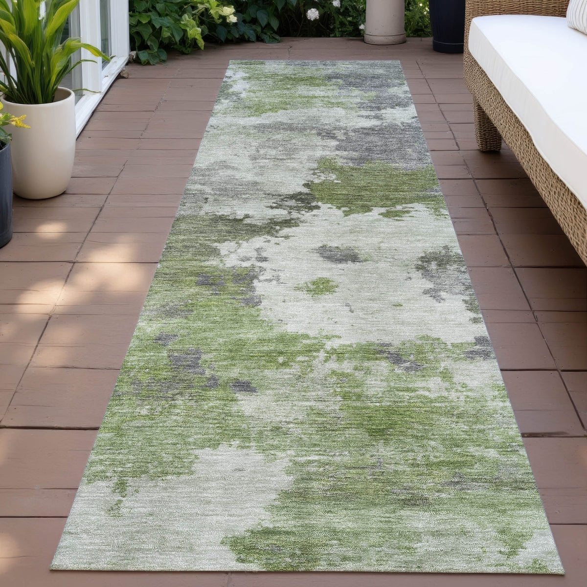 Addison Chantille ACN2144 Abstract Machine Made Transitional Olive Rug