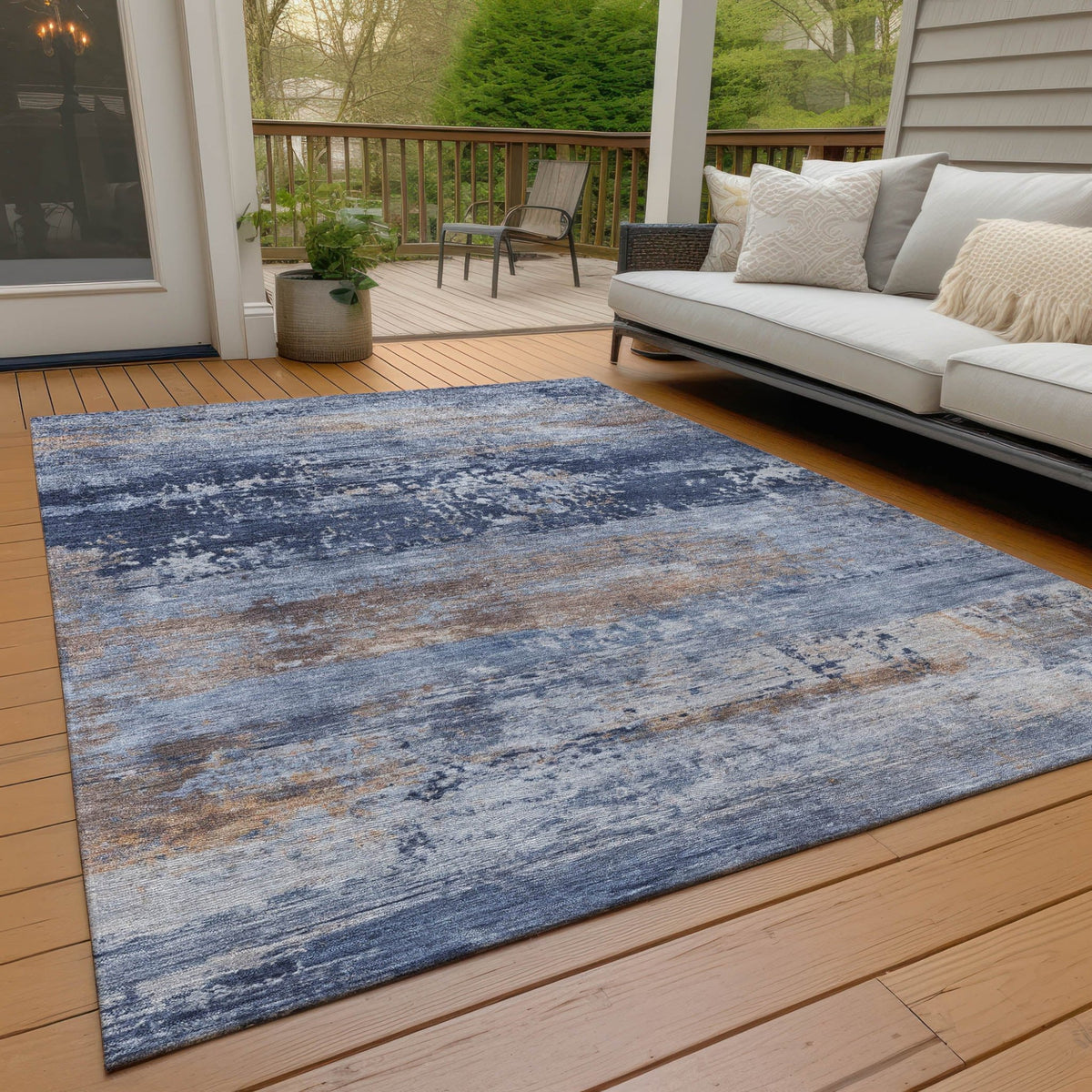 Addison Chantille ACN2146 Abstract Machine Made Transitional Blue Rug