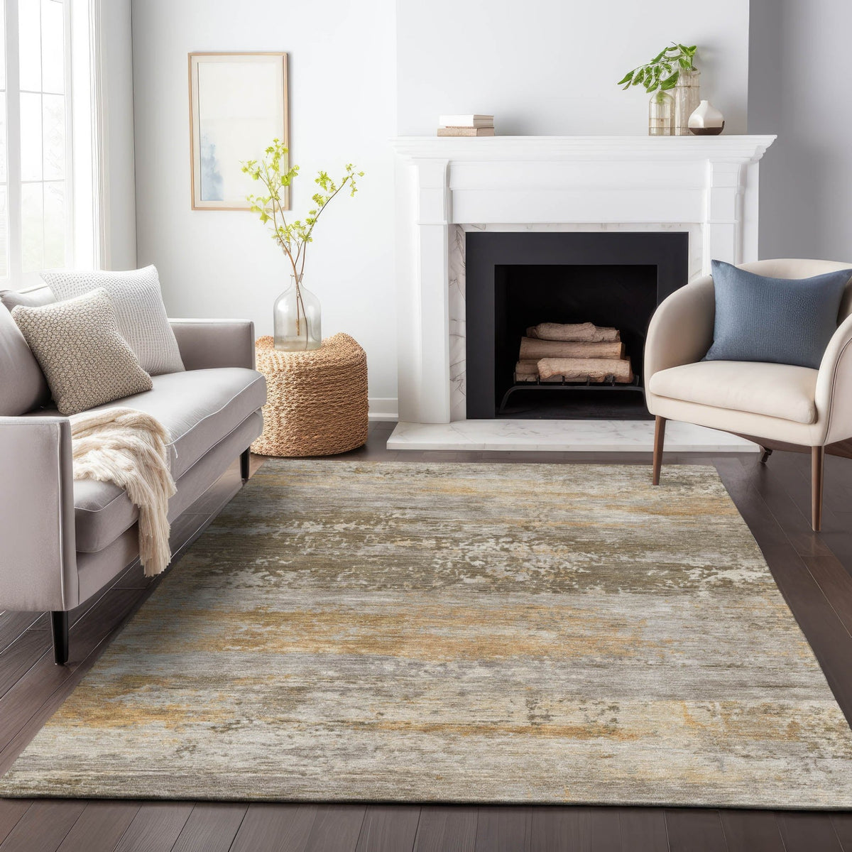 Addison Chantille ACN2146 Abstract Machine Made Transitional Brown Rug
