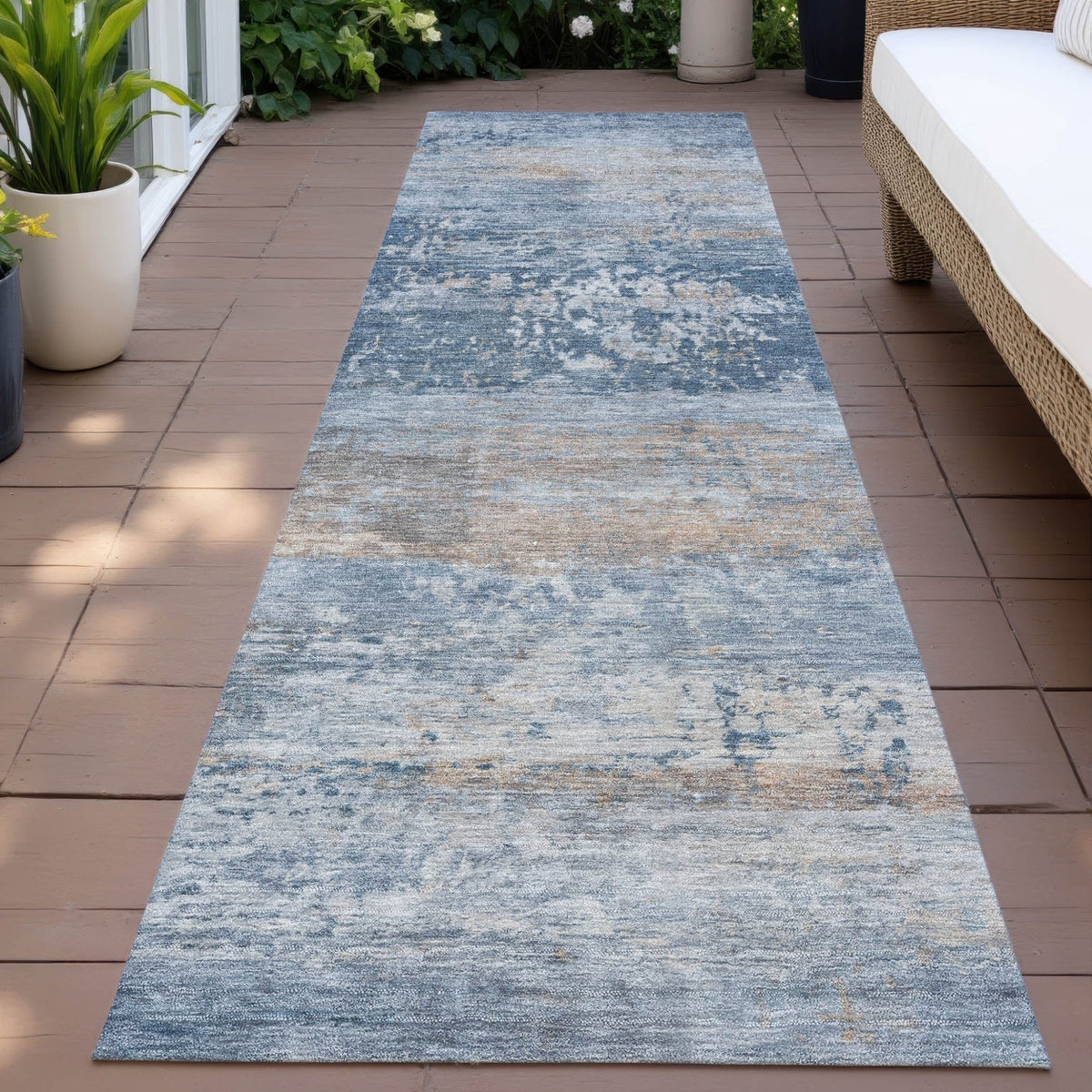 Addison Chantille ACN2146 Abstract Machine Made Transitional Denim Rug