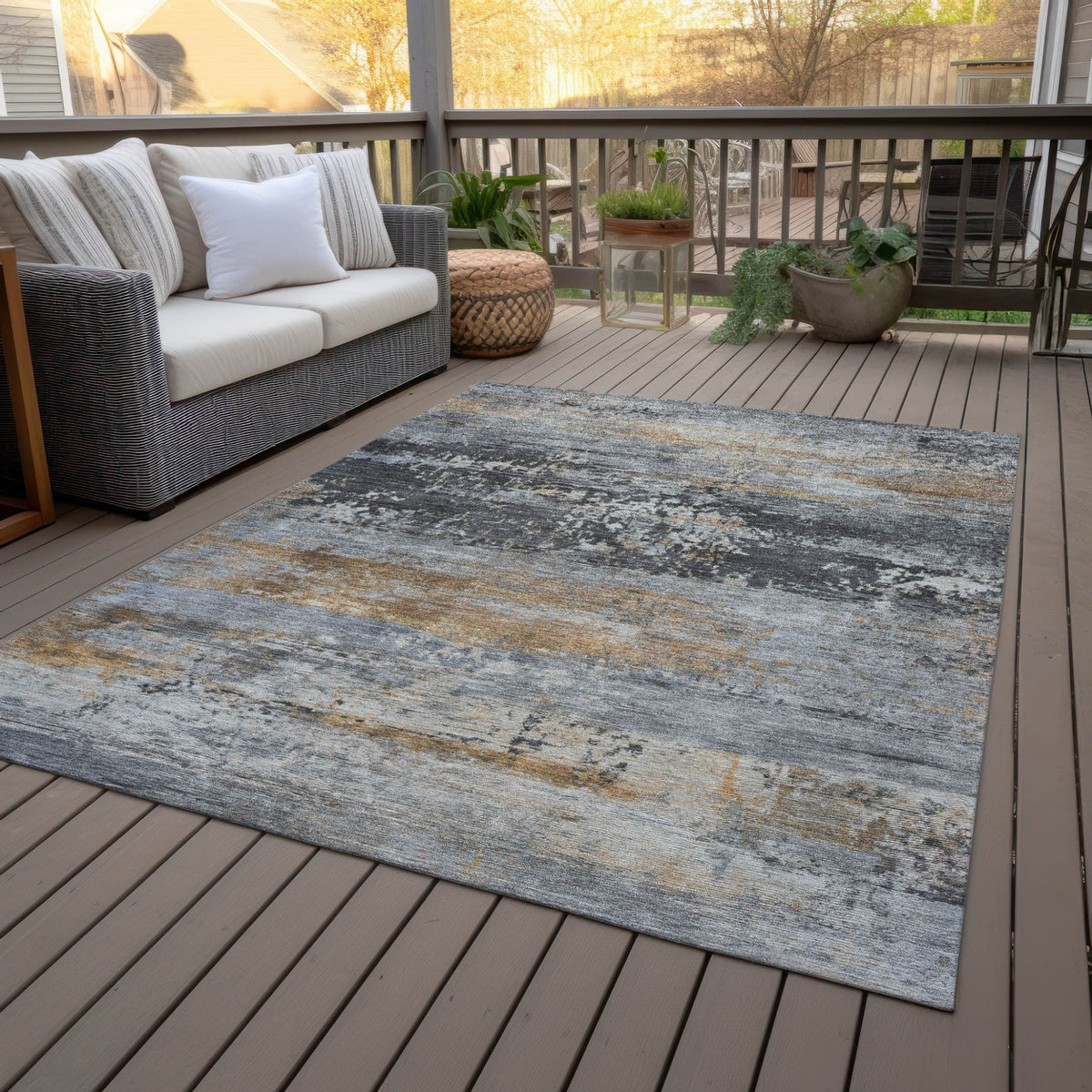 Addison Chantille ACN2146 Abstract Machine Made Transitional Gray Rug
