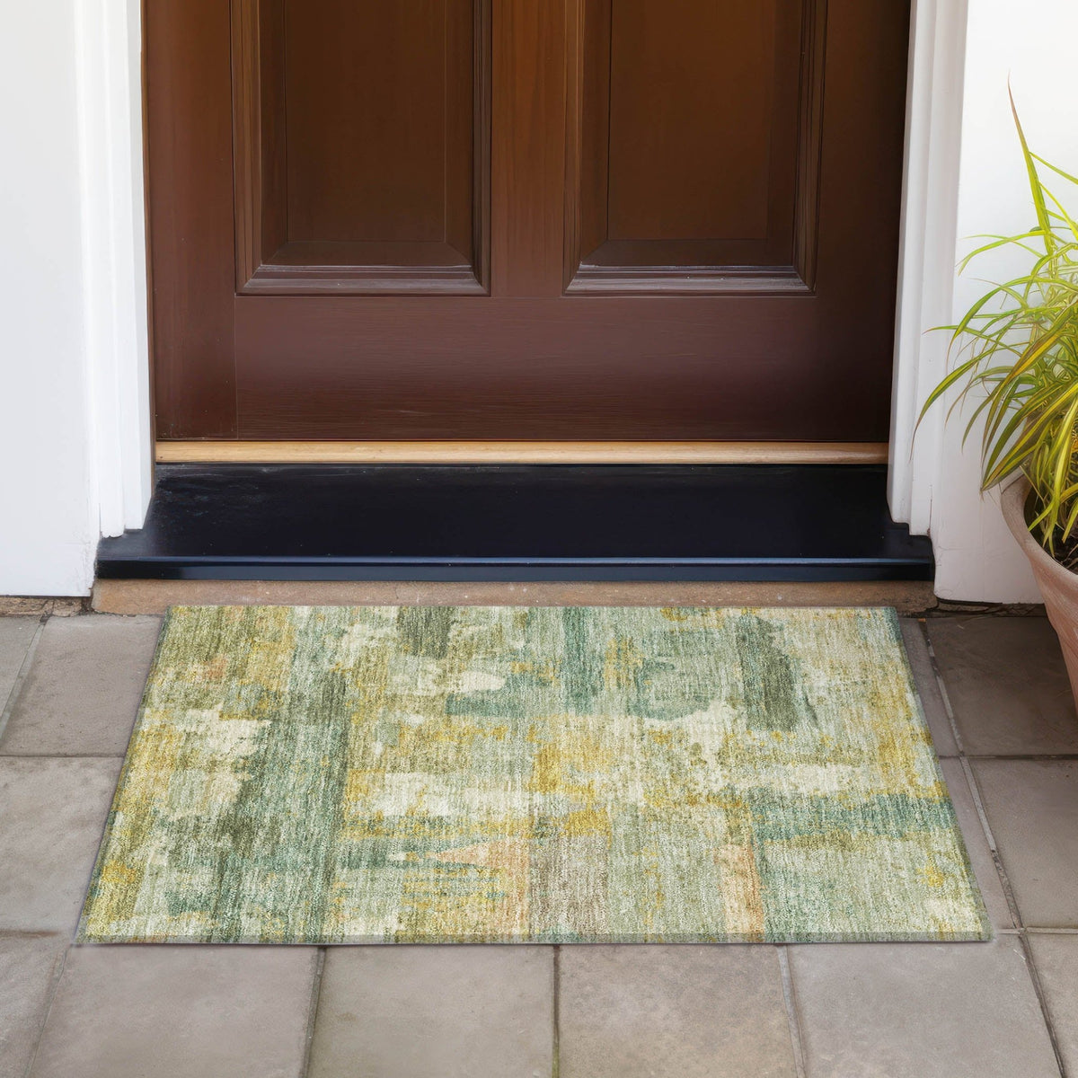 Addison Chantille ACN2147 Abstract Machine Made Transitional Green Rug
