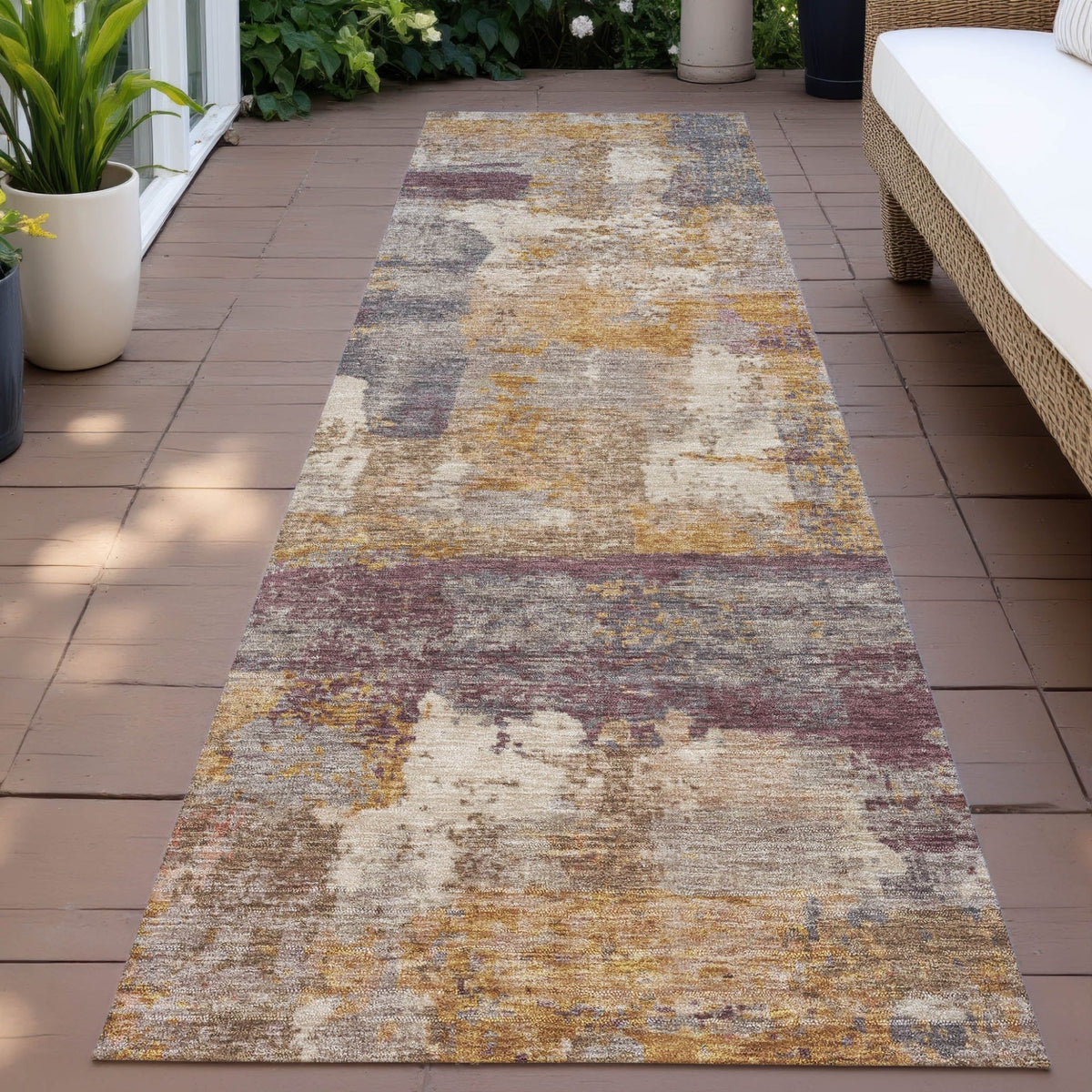 Addison Chantille ACN2147 Abstract Machine Made Transitional Rust Rug