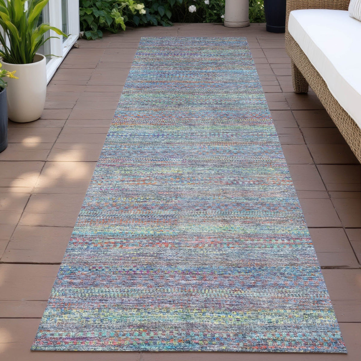 Addison Chantille ACN2148 Stripes Machine Made Transitional Blue Rug