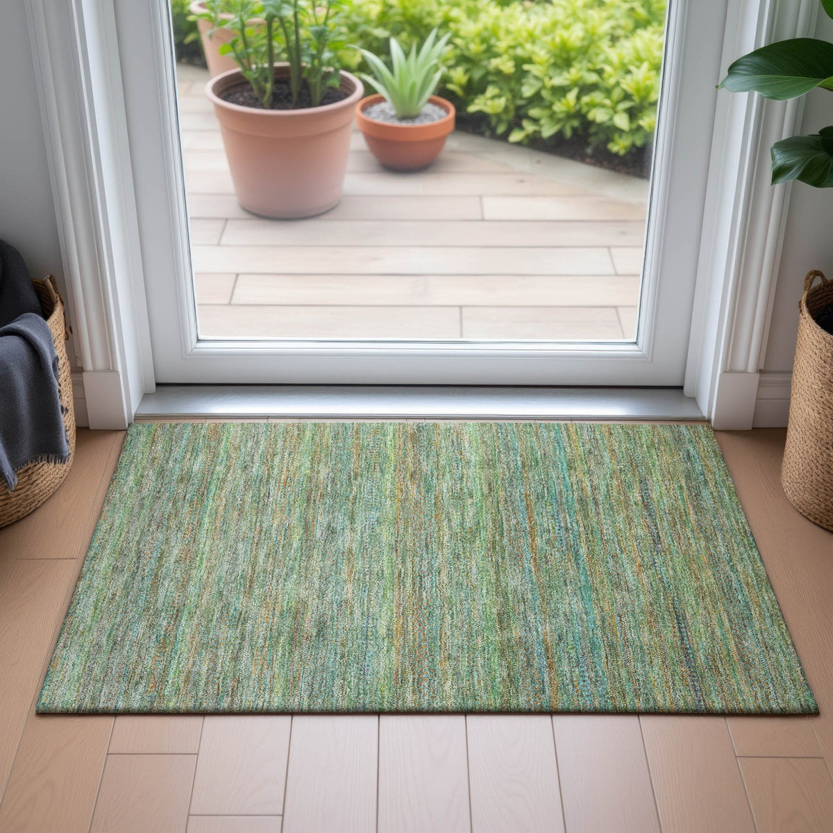 Addison Chantille ACN2148 Stripes Machine Made Transitional Green Rug