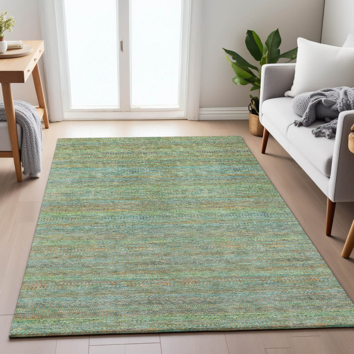 Addison Chantille ACN2148 Stripes Machine Made Transitional Green Rug
