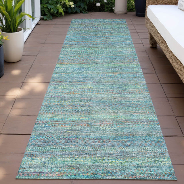 Addison Chantille ACN2148 Stripes Machine Made Transitional Teal Rug
