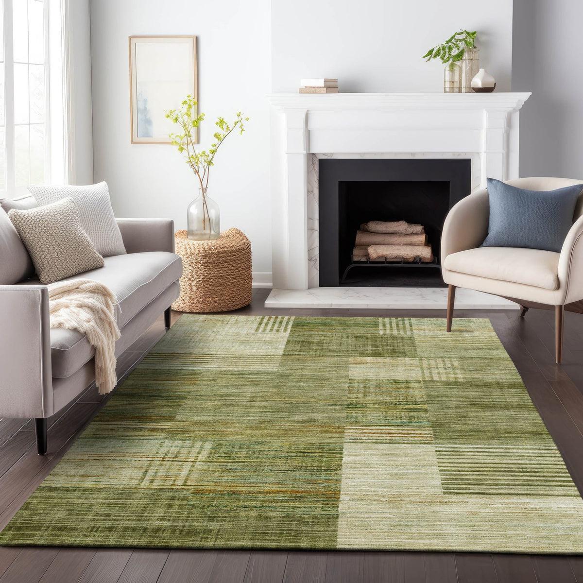 Addison Chantille ACN2149 Geometric Machine Made Transitional Aloe Rug