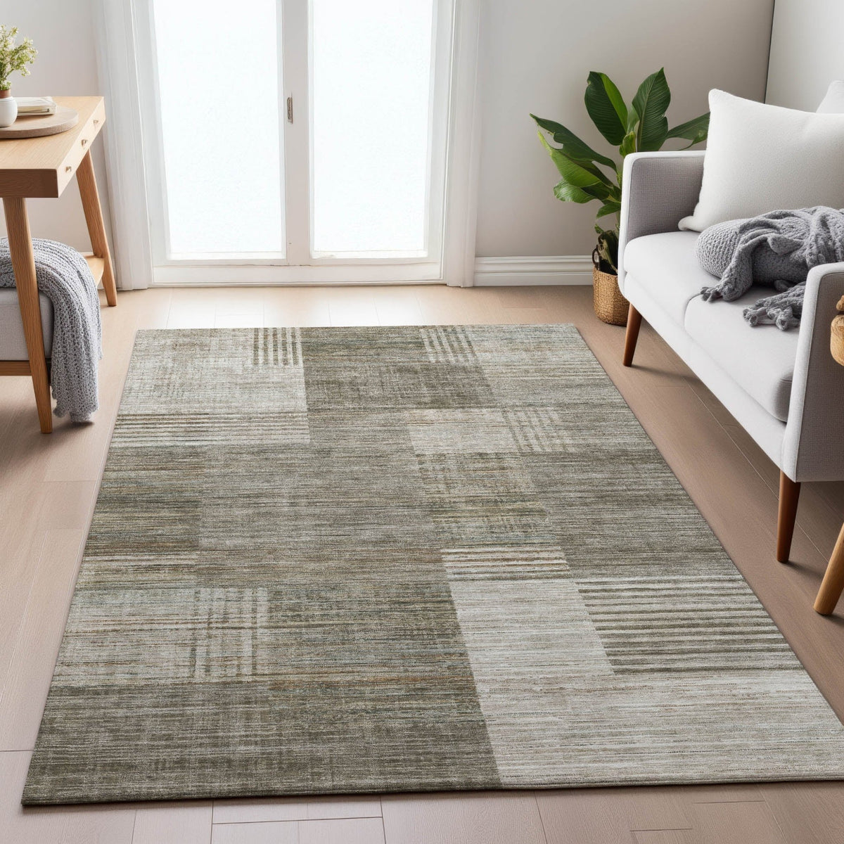 Addison Chantille ACN2149 Geometric Machine Made Transitional Pewter Rug
