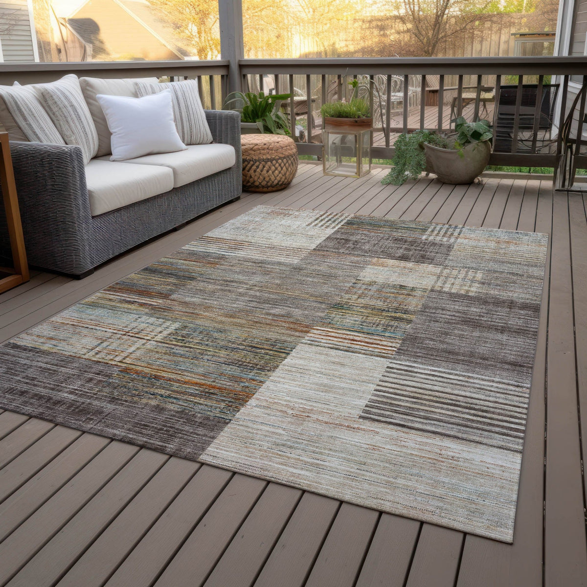 Addison Chantille ACN2149 Geometric Machine Made Transitional Taupe Rug