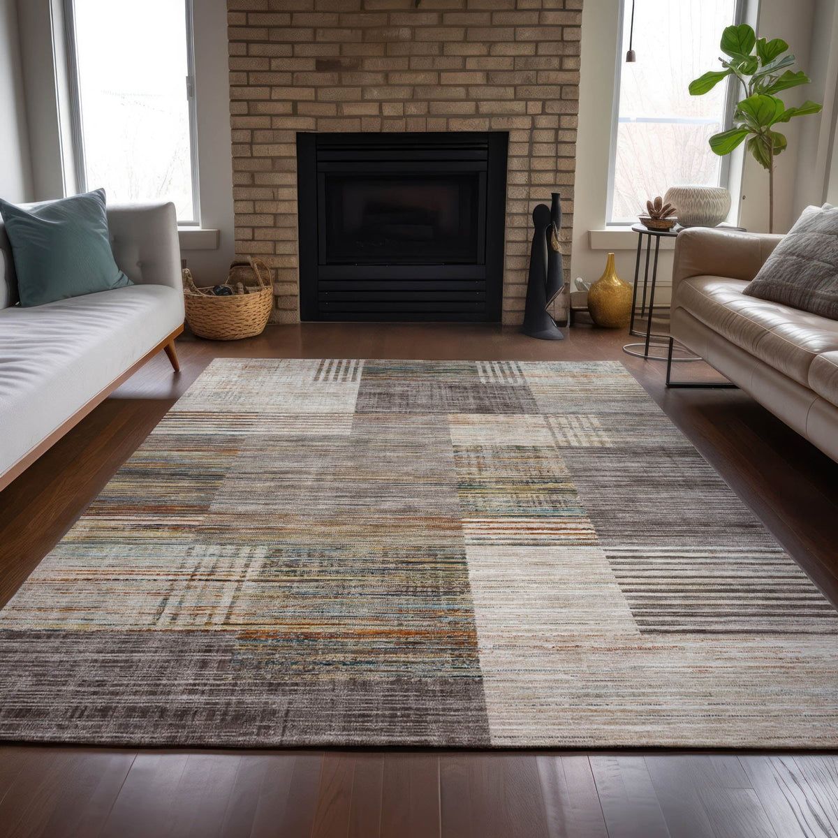 Addison Chantille ACN2149 Geometric Machine Made Transitional Taupe Rug