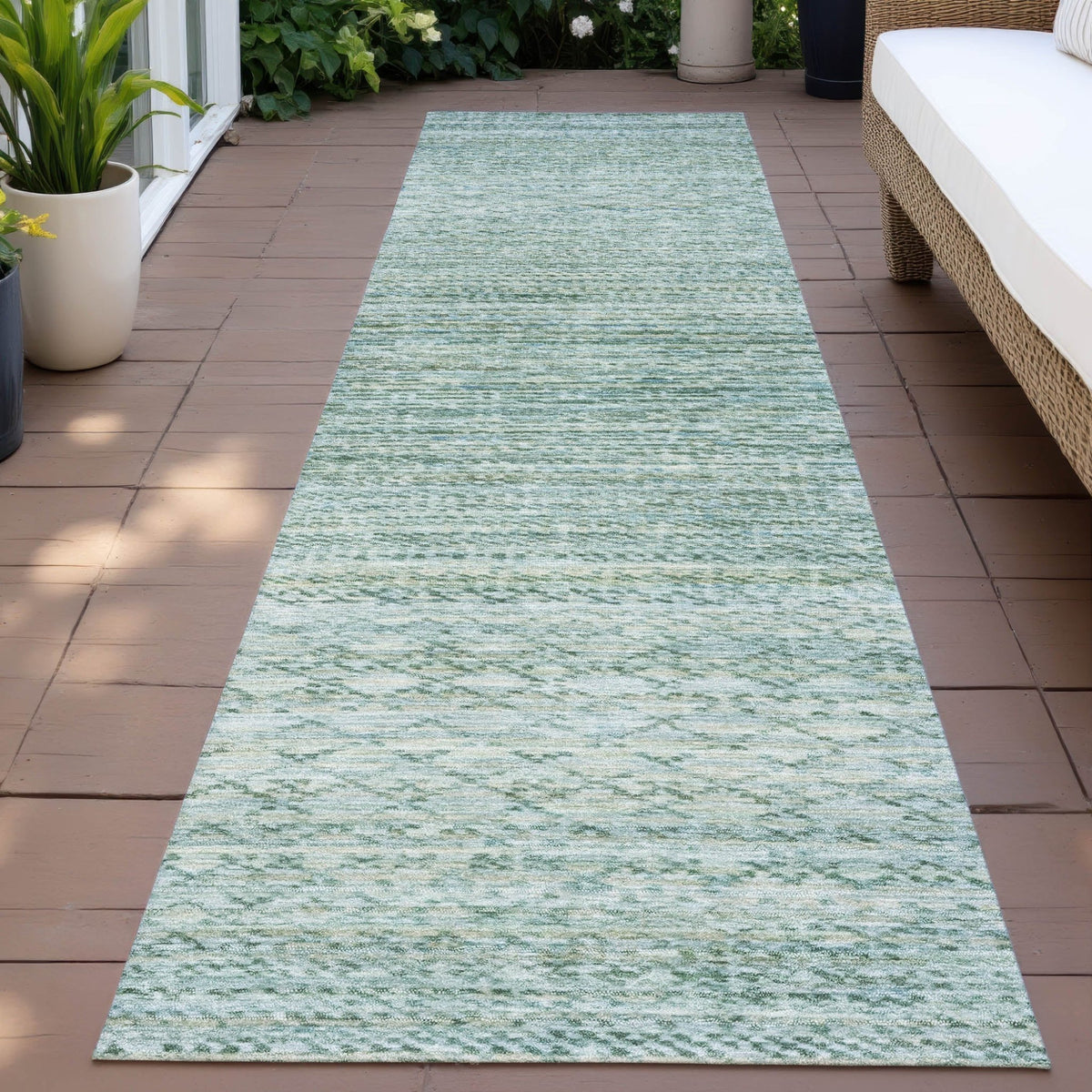 Addison Chantille ACN2150 Stripes Machine Made Transitional Aqua Rug
