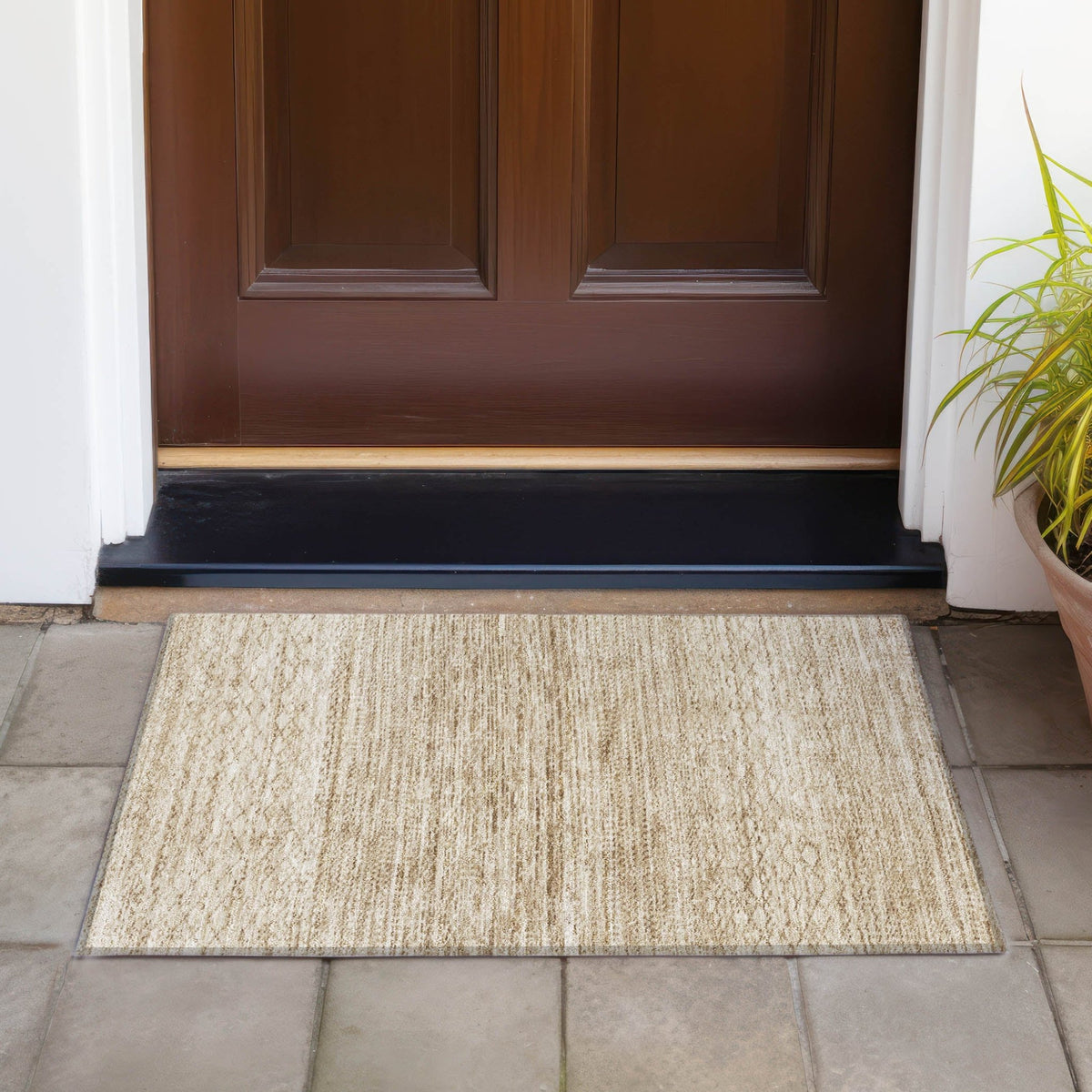Addison Chantille ACN2150 Stripes Machine Made Transitional Beige Rug